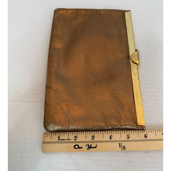Vtg. Etra Genuine Leather 1950s–1960s Bronze Evening Bag Retro Metallic Handbag - Picture 8 of 9